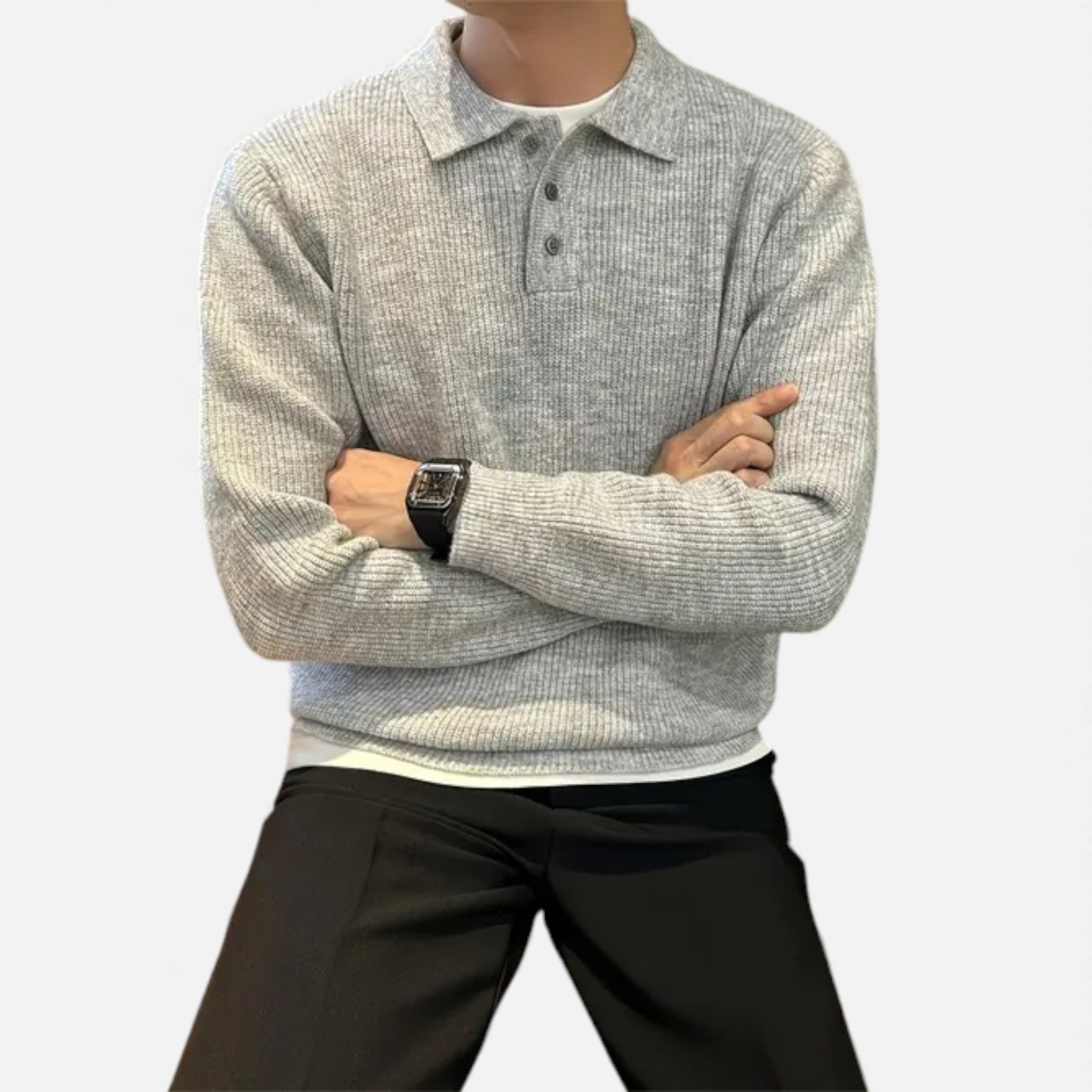 Célouris | Men’s Stretch-Knit Open-Front Sweater