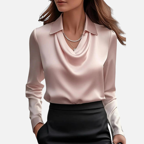 Célouris | Celise Satin Drape Blouse – Whisper of Sophistication